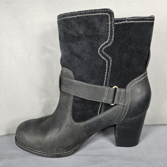 Timberland Earthkeepers Bethel Buckle Boots Womens 7.5 Black Leather Suede Heel - Picture 4 of 12